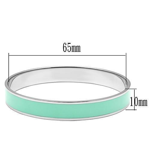 MATK537 - High polished (no plating) Stainless Steel Bangle with Epoxy  in Aquamarine
