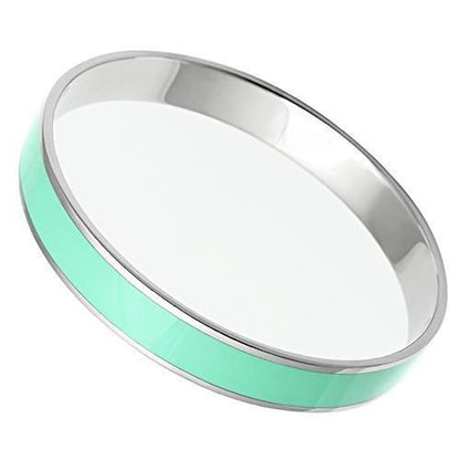 MATK537 - High polished (no plating) Stainless Steel Bangle with Epoxy  in Aquamarine