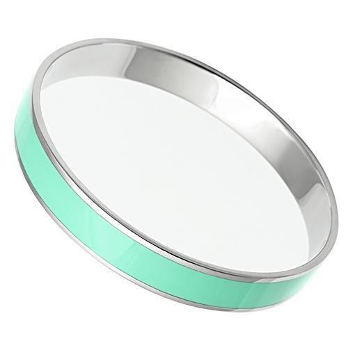 MATK537 - High polished (no plating) Stainless Steel Bangle with Epoxy  in Aquamarine