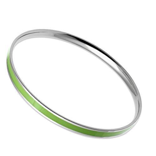 MATK539 - High polished (no plating) Stainless Steel Bangle with Epoxy  in Emerald