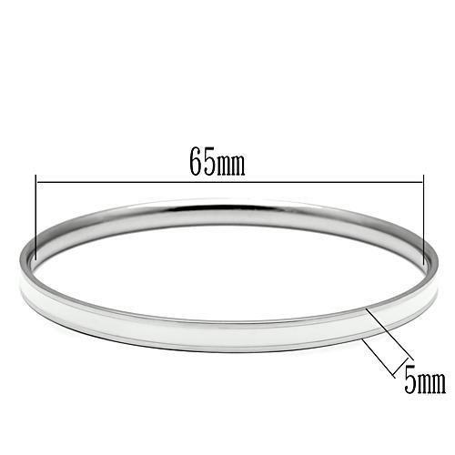 MATK540 - High polished (no plating) Stainless Steel Bangle with Epoxy  in White