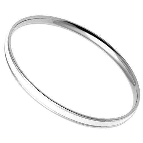 MATK540 - High polished (no plating) Stainless Steel Bangle with Epoxy  in White