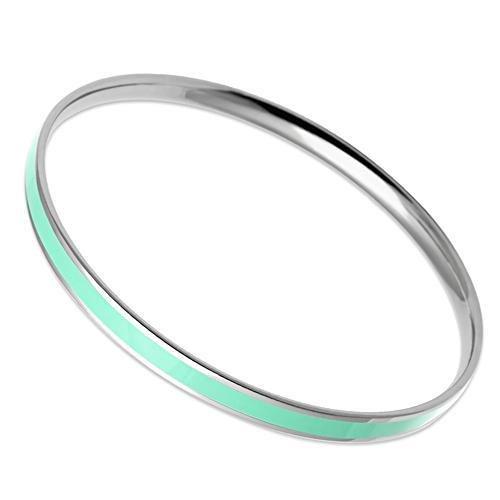 MATK541 - High polished (no plating) Stainless Steel Bangle with Epoxy  in Aquamarine