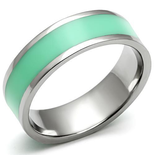 MATK542 - High polished (no plating) Stainless Steel Ring with Epoxy  in Aquamarine