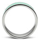 MATK542 - High polished (no plating) Stainless Steel Ring with Epoxy  in Aquamarine