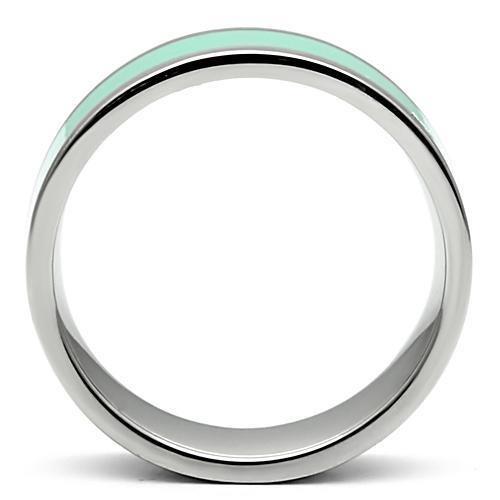 MATK542 - High polished (no plating) Stainless Steel Ring with Epoxy  in Aquamarine