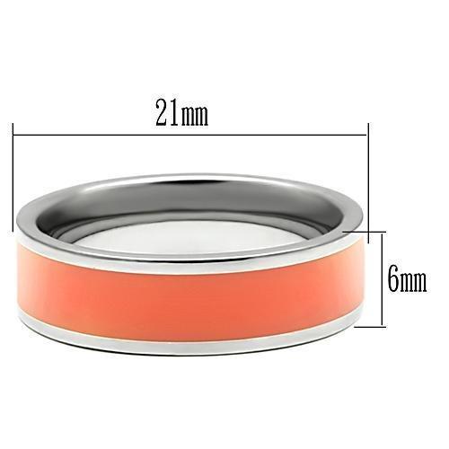 MATK544 - High polished (no plating) Stainless Steel Ring with Epoxy  in Orange