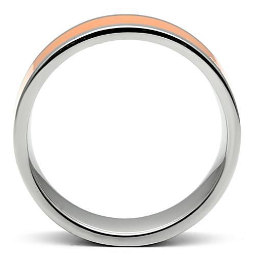 MATK544 - High polished (no plating) Stainless Steel Ring with Epoxy  in Orange