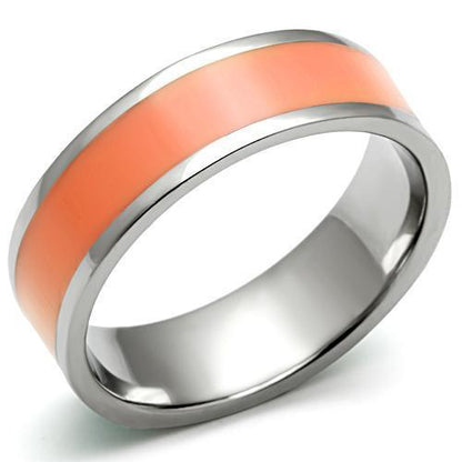 MATK544 - High polished (no plating) Stainless Steel Ring with Epoxy  in Orange