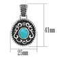 MATK550 - High polished (no plating) Stainless Steel Necklace with Synthetic Turquoise in Sea Blue