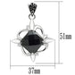MATK560 - High polished (no plating) Stainless Steel Chain Pendant with Synthetic Onyx in Jet