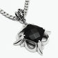 MATK560 - High polished (no plating) Stainless Steel Chain Pendant with Synthetic Onyx in Jet