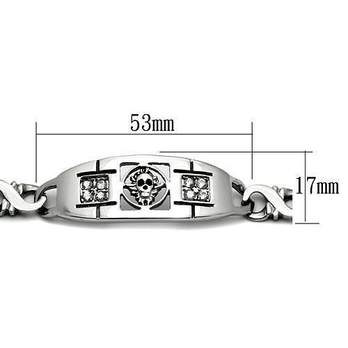 MATK574 - High polished (no plating) Stainless Steel Bracelet with AAA Grade CZ  in Clear