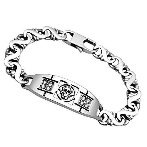 MATK574 - High polished (no plating) Stainless Steel Bracelet with AAA Grade CZ  in Clear