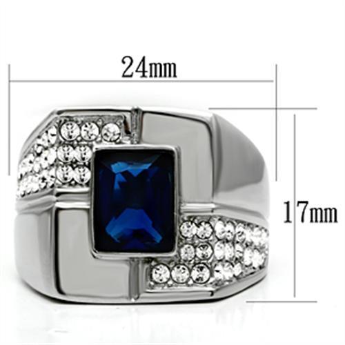 MATK587 - High polished (no plating) Stainless Steel Ring with Synthetic Synthetic Glass in Montana