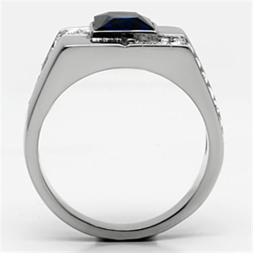 MATK587 - High polished (no plating) Stainless Steel Ring with Synthetic Synthetic Glass in Montana