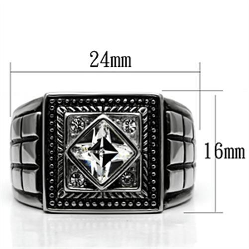 MATK589 - High polished (no plating) Stainless Steel Ring with Top Grade Crystal  in Clear