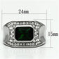 MATK590 - High polished (no plating) Stainless Steel Ring with Synthetic Synthetic Glass in Emerald