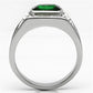 MATK590 - High polished (no plating) Stainless Steel Ring with Synthetic Synthetic Glass in Emerald