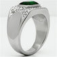MATK590 - High polished (no plating) Stainless Steel Ring with Synthetic Synthetic Glass in Emerald