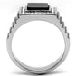 MATK592 - High polished (no plating) Stainless Steel Ring with Synthetic Synthetic Stone in Jet