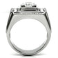 MATK593 - High polished (no plating) Stainless Steel Ring with AAA Grade CZ  in Clear