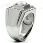 MATK593 - High polished (no plating) Stainless Steel Ring with AAA Grade CZ  in Clear
