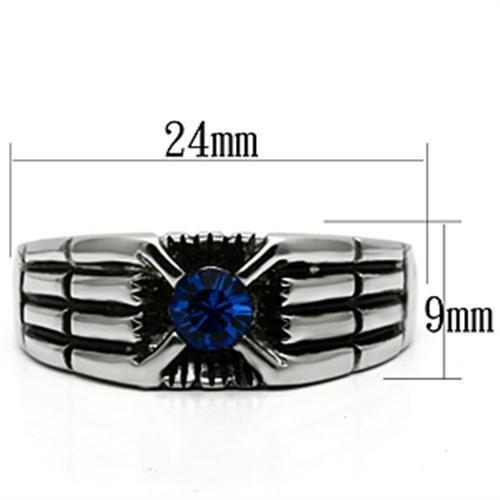 MATK598 High polished (no plating) Stainless Steel Ring with Top Grade Crystal in Capri Blue