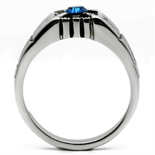 MATK598 High polished (no plating) Stainless Steel Ring with Top Grade Crystal in Capri Blue