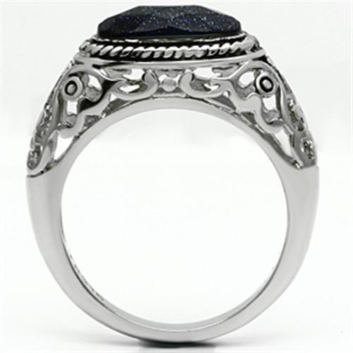 MATK599 - High polished (no plating) Stainless Steel Ring with Blue Sand  in Montana
