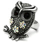 MATK603 - High polished (no plating) Stainless Steel Ring with Top Grade Crystal  in Smoked Quartz