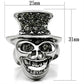 MATK605 - High polished (no plating) Stainless Steel Ring with Top Grade Crystal  in Black Diamond