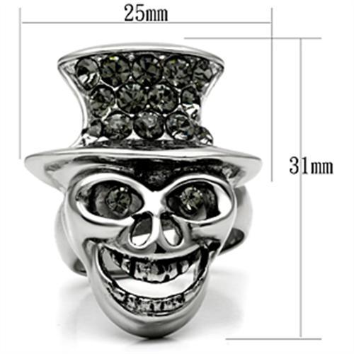 MATK605 - High polished (no plating) Stainless Steel Ring with Top Grade Crystal  in Black Diamond