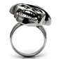 MATK605 - High polished (no plating) Stainless Steel Ring with Top Grade Crystal  in Black Diamond