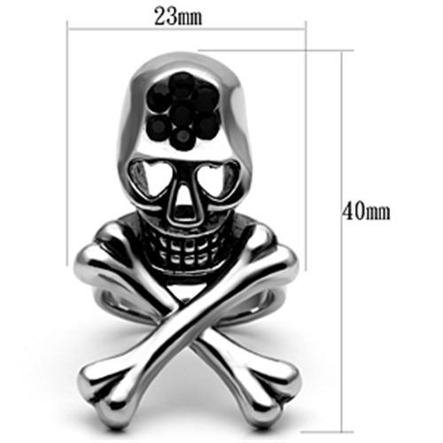 MATK606 - High polished (no plating) Stainless Steel Ring with Top Grade Crystal  in Jet