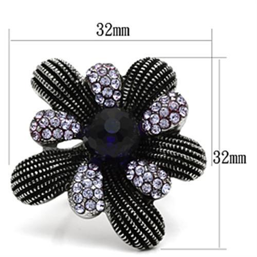 MATK607 - High polished (no plating) Stainless Steel Ring with Synthetic Synthetic Glass in Amethyst