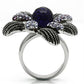 MATK607 - High polished (no plating) Stainless Steel Ring with Synthetic Synthetic Glass in Amethyst