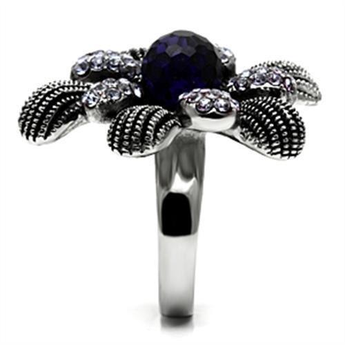 MATK607 - High polished (no plating) Stainless Steel Ring with Synthetic Synthetic Glass in Amethyst