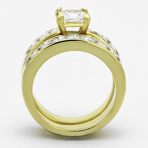 MATK61206G - IP Gold(Ion Plating) Stainless Steel Ring with AAA Grade CZ  in Clear