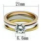 MATK620 - Three-Tone IP Stainless Steel Ring with AAA Grade CZ  in Clear