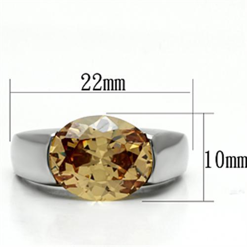 MATK622 - High polished (no plating) Stainless Steel Ring with AAA Grade CZ  in Champagne