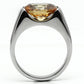 MATK622 - High polished (no plating) Stainless Steel Ring with AAA Grade CZ  in Champagne