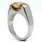 MATK622 - High polished (no plating) Stainless Steel Ring with AAA Grade CZ  in Champagne