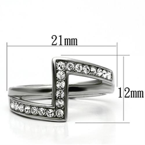 MATK624 - High polished (no plating) Stainless Steel Ring with Top Grade Crystal  in Clear