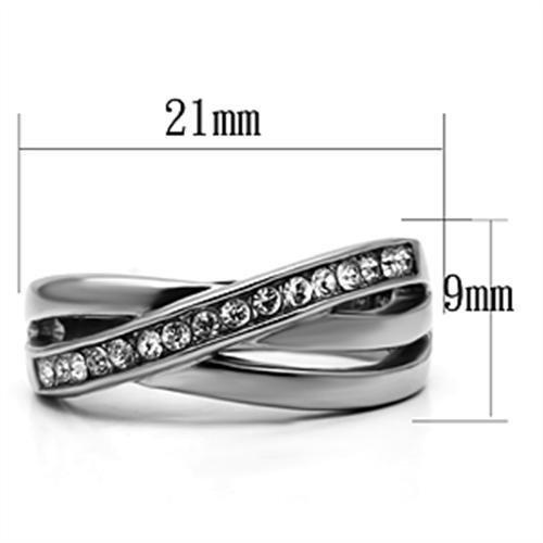 MATK626 - High polished (no plating) Stainless Steel Ring with Top Grade Crystal  in Clear