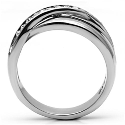 MATK626 - High polished (no plating) Stainless Steel Ring with Top Grade Crystal  in Clear
