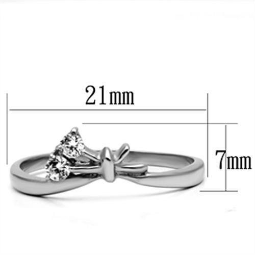 MATK627 - High polished (no plating) Stainless Steel Ring with AAA Grade CZ  in Clear