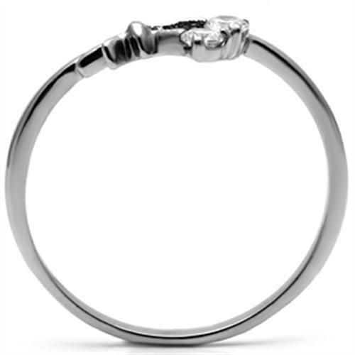 MATK627 - High polished (no plating) Stainless Steel Ring with AAA Grade CZ  in Clear