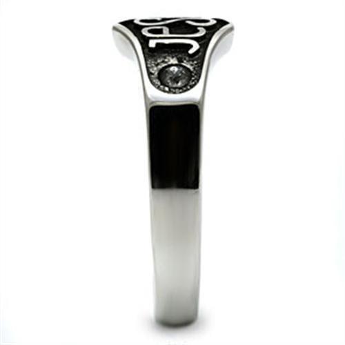 MATK631 - High polished (no plating) Stainless Steel Ring with Top Grade Crystal  in Clear