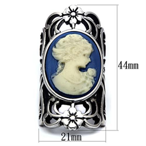 MATK632 - High polished (no plating) Stainless Steel Ring with Synthetic Synthetic Stone in Capri Blue